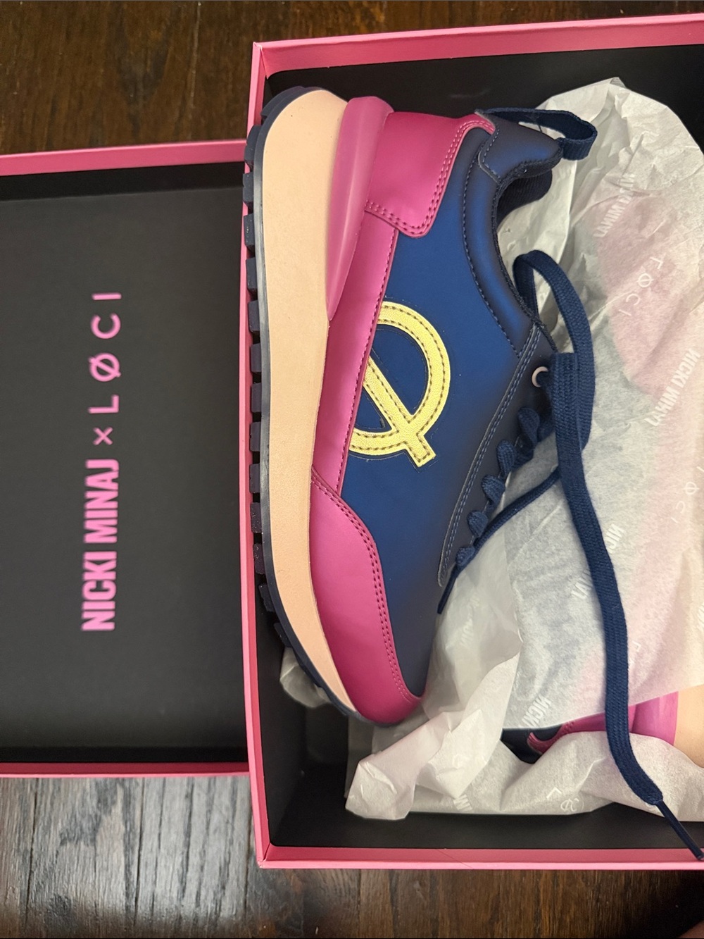 Nicki Minaj Kids Navy, Pink & Yellow Logo Sneakers